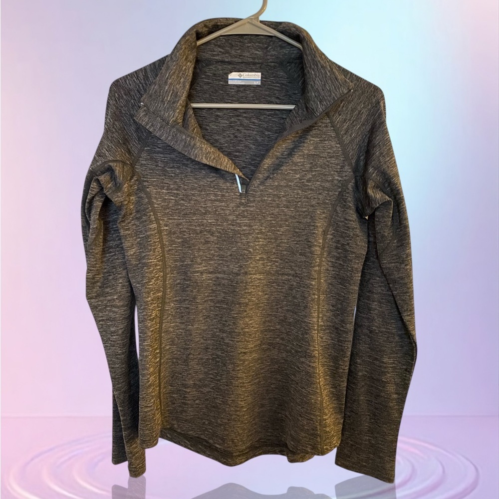 Women’s Grey Marled Columbia Quarter Zip, Reflective Details, Size Small